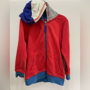 Mini Boden Red Hoodie with Blue Accents